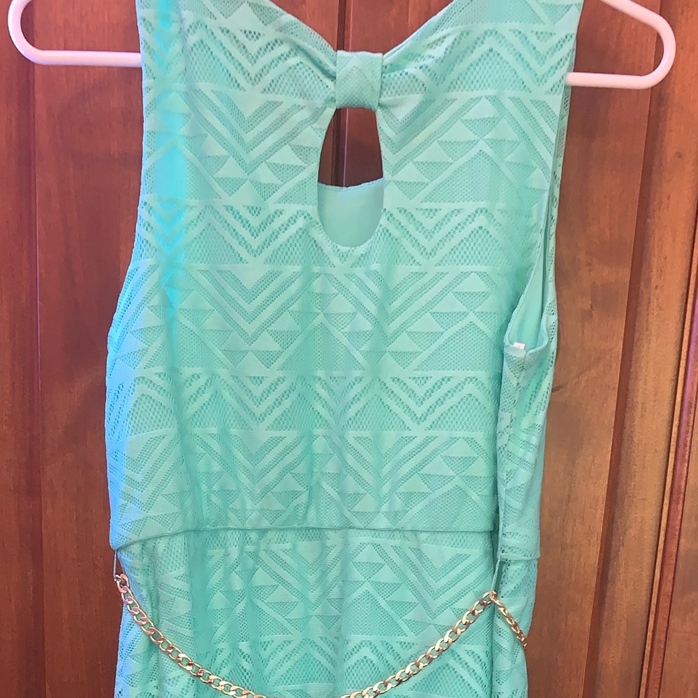 My Michelle Girls Teal Hi-Low Dress - Picture 4 of 5